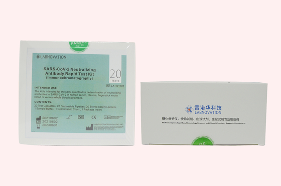 OEM ODM COVID-19 Nötralize Edici Antikor Test Kiti Kutu Başına 20 Test