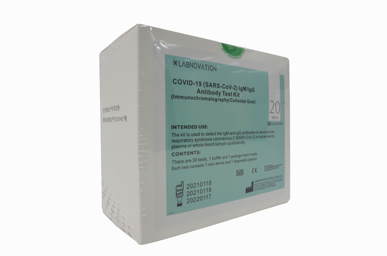 COVID-19 IgG IgM Antikor Hızlı Test Kiti Profesyonel Kullanım 20 Test Laboratuvarı