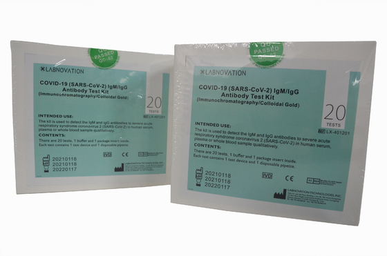 COVID-19 IgG IgM Antikor Hızlı Test Kiti Profesyonel Kullanım 20 Test Laboratuvarı